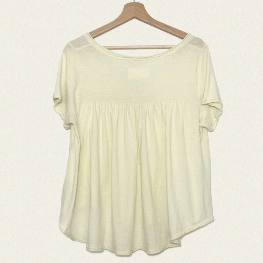 We The Free Soft Yellow V-Neck Short Sleeve Tee, Size Small - Picture 5 of 6